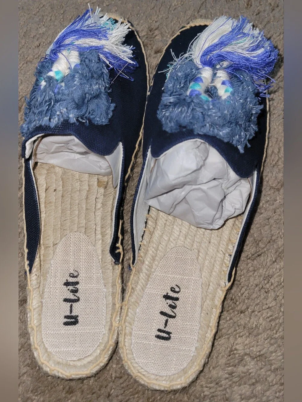 Luxe Navy Espadrille Slip-On with Decorative Tassels